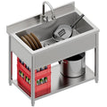 Stainless Steel Freestanding Utility Sink with Pull-out Faucet W98277