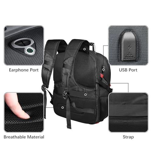 Black 50L Travel Laptop Backpack 17 Inch Q446