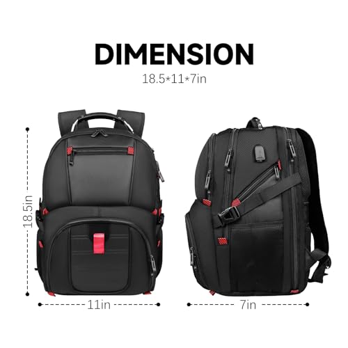 Black 50L Travel Laptop Backpack 17 Inch Q446