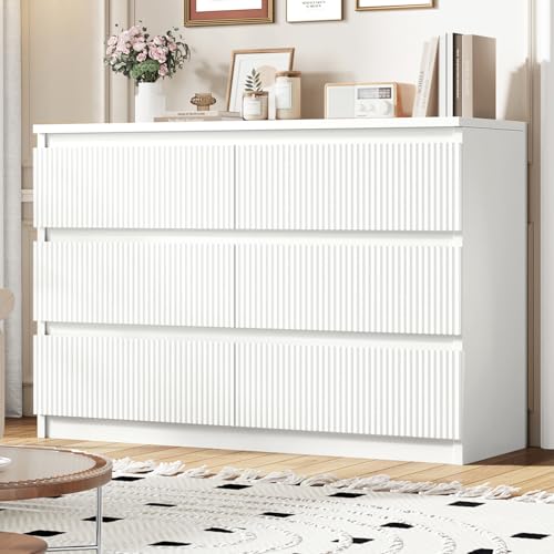White 6 Drawer Wood Dresser B179660