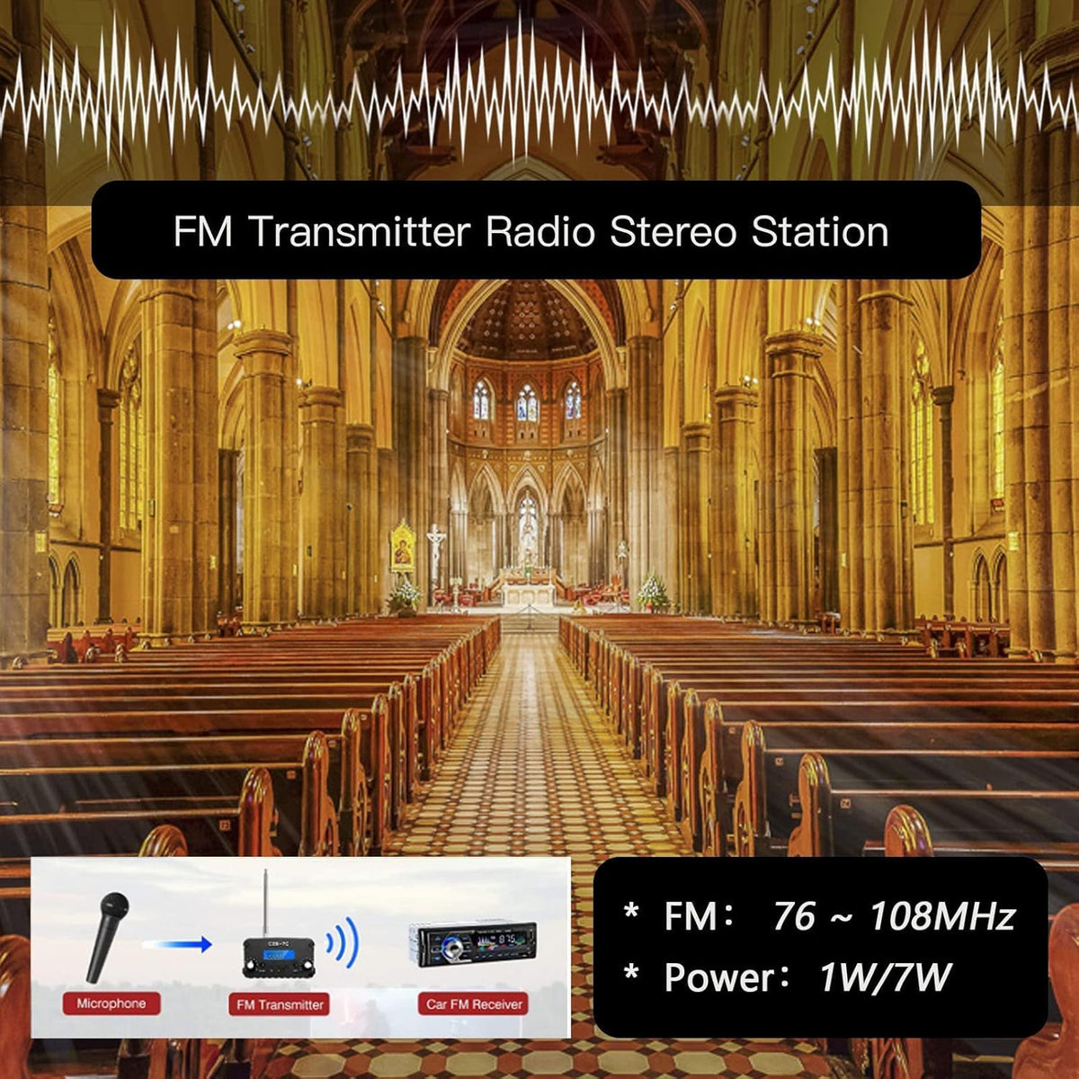 1W / 7W FM Transmitter with Mic Y65978