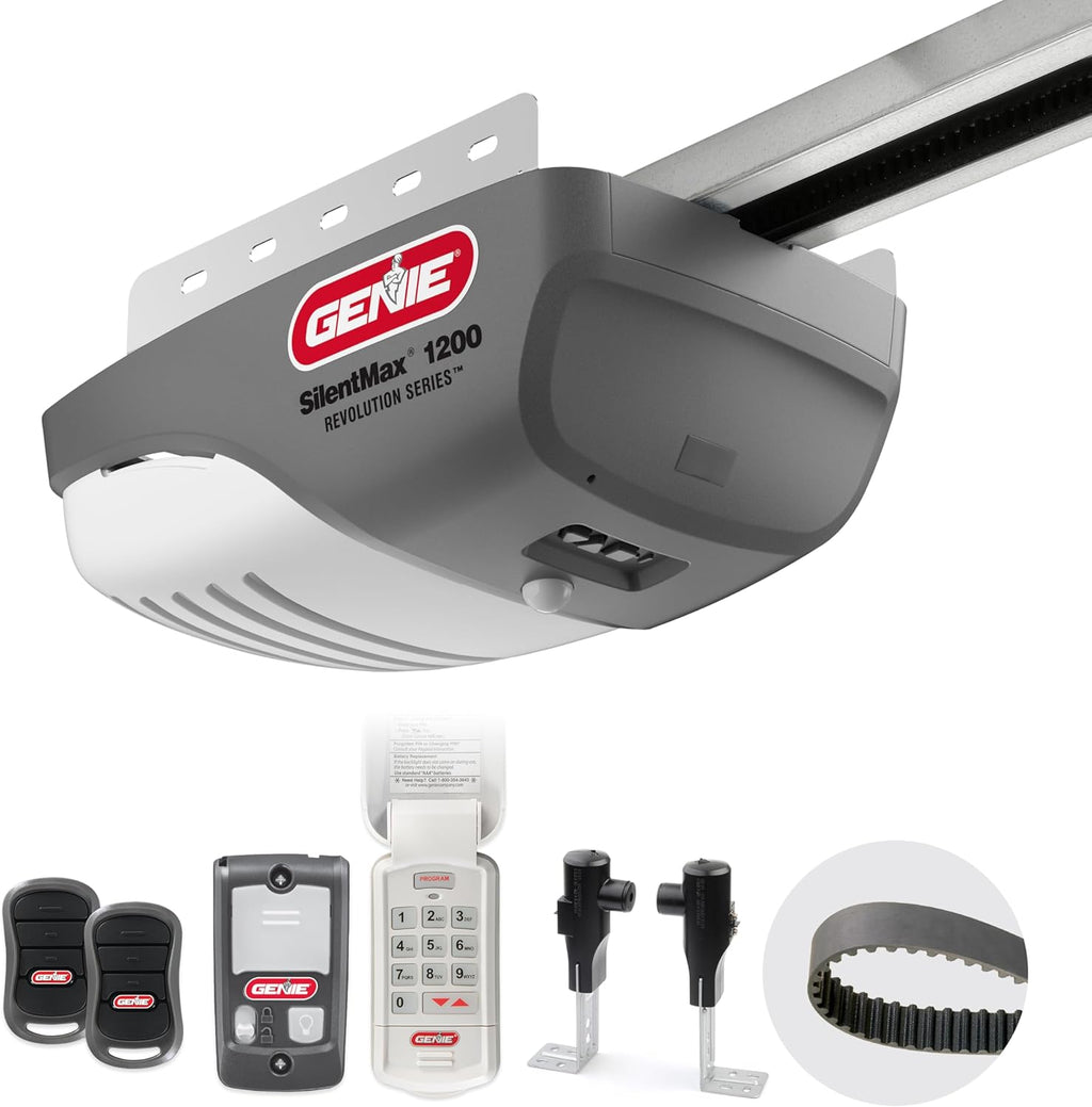 Gray Garage Door Opener with Steel-Reinforced Belt Drive F164