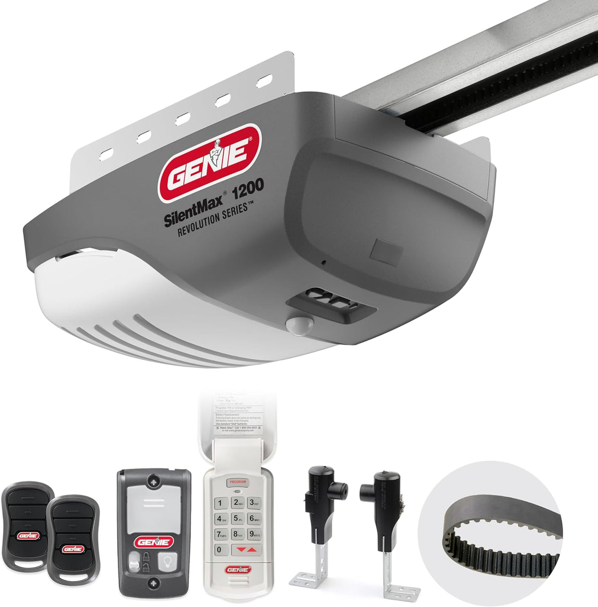 Gray Garage Door Opener with Steel-Reinforced Belt Drive F164