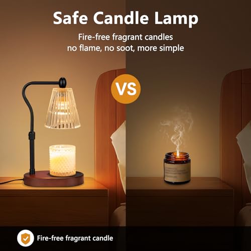 Candle Warmer Lamp with Timer and Dimmer Adjustable Height Electric Wax Melt Warmer with 2 Bulbs Q622
