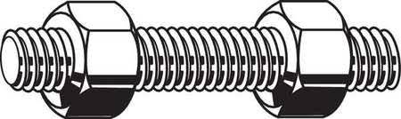 Threaded Stud, plain, 1-3/4-8X13, pk4 S4644