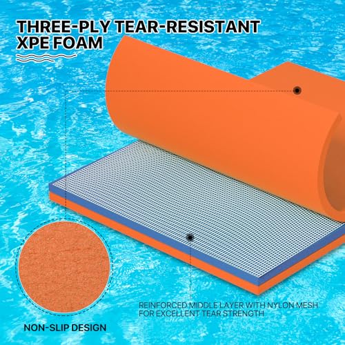7 x 3 Ft Floating Water Mat XPE Foam Orange L90334