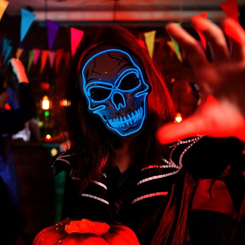 Halloween LED Skull Mask with Light Up Gloves M451485