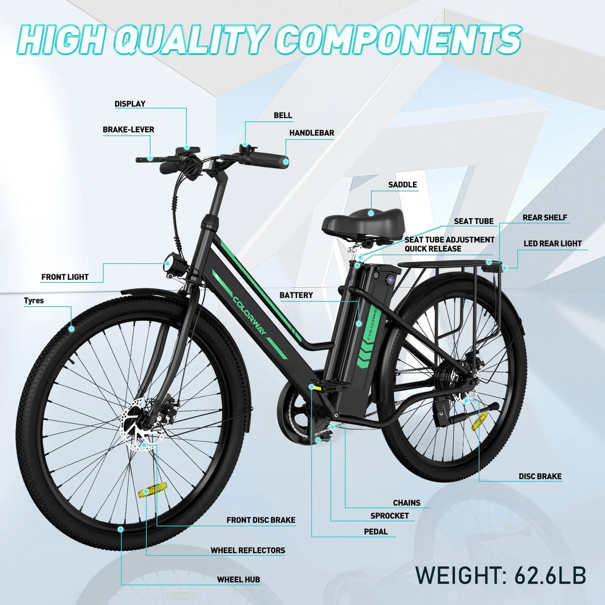 Electric Bike 500W Motor 36V 12AH Removable Battery U371719