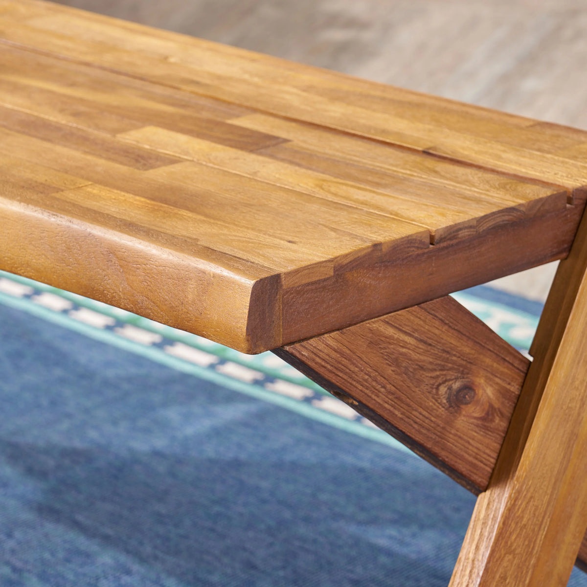 Natural Acacia Wood Outdoor Bench S546968