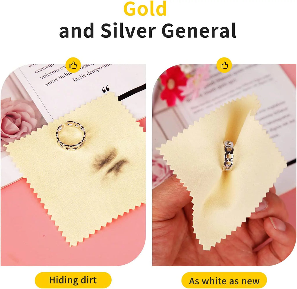 100pcs Jewelry Cleaning Cloth Silver Polishing Cloth Yellow 3.15" x 3.15" H280