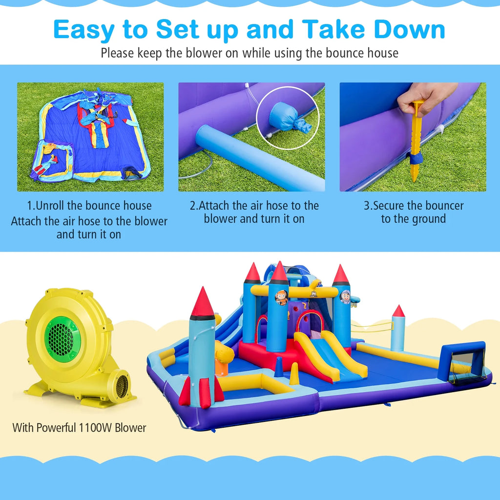 Inflatable Water Slide Park with 2 Slides Splash Pool V14568