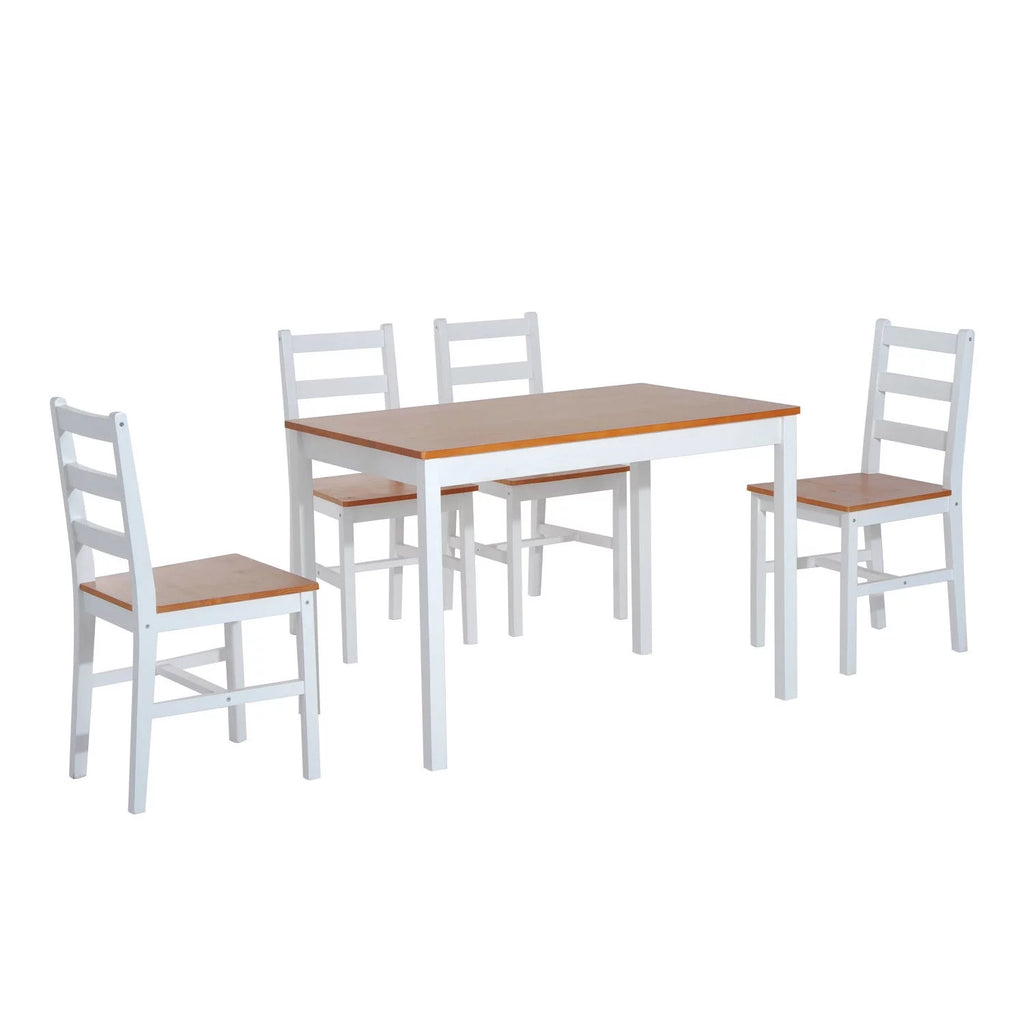 5 Piece Solid Pine Wood Table and High Back Chair Dining Set V212