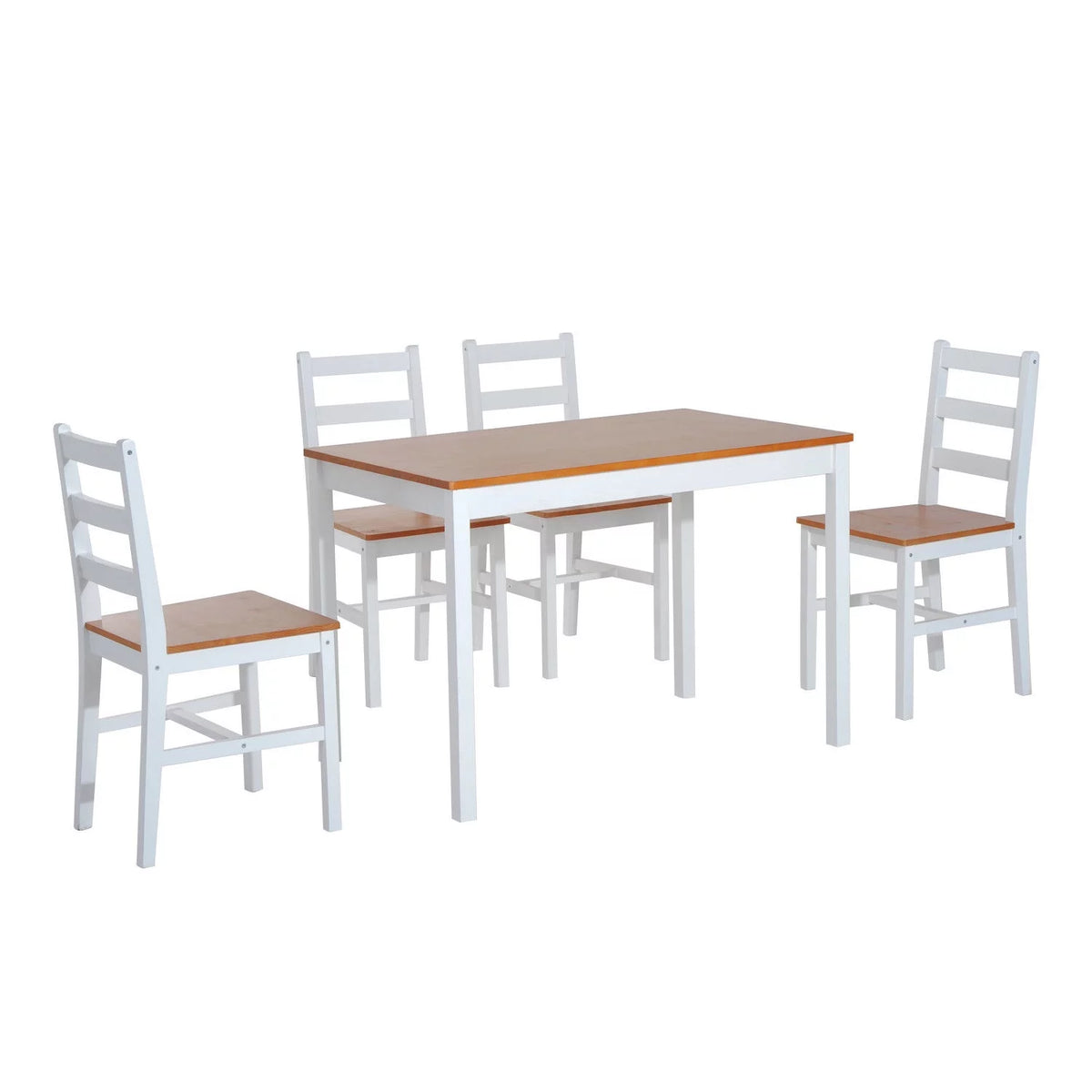 5 Piece Solid Pine Wood Table and High Back Chair Dining Set V212