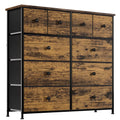 10 Drawer Fabric Dresser with Wood Top D4698