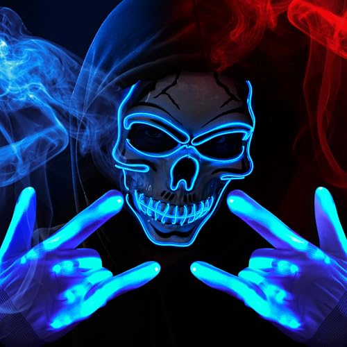 Halloween LED Skull Mask with Light Up Gloves M451485