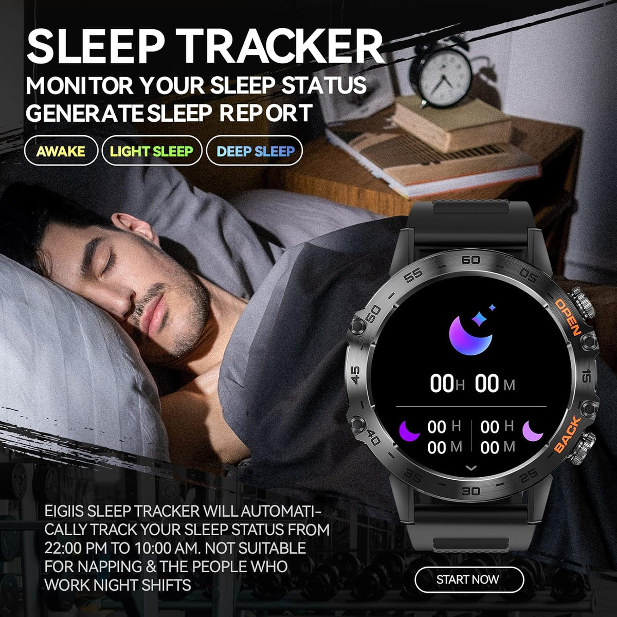 Rugged Tactical Smartwatch 1.39'' HD Screen Black G163