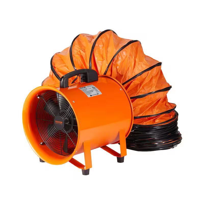 Portable 8 in. Heavy Duty Blower Fan with Duct Hose 195W 1070CFM F39199