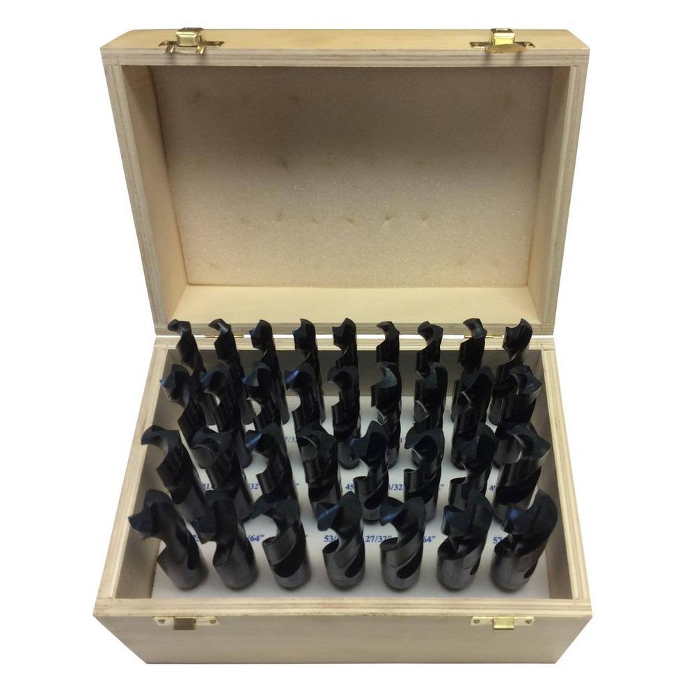 33 Piece HSS Drill Bit Set with Wood Case F546