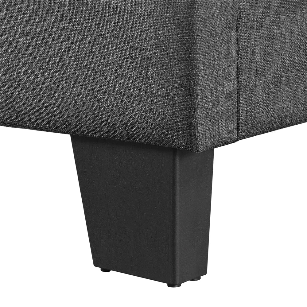 Full Dark Gray Wingback Bed with Tufted Headboard Y9483