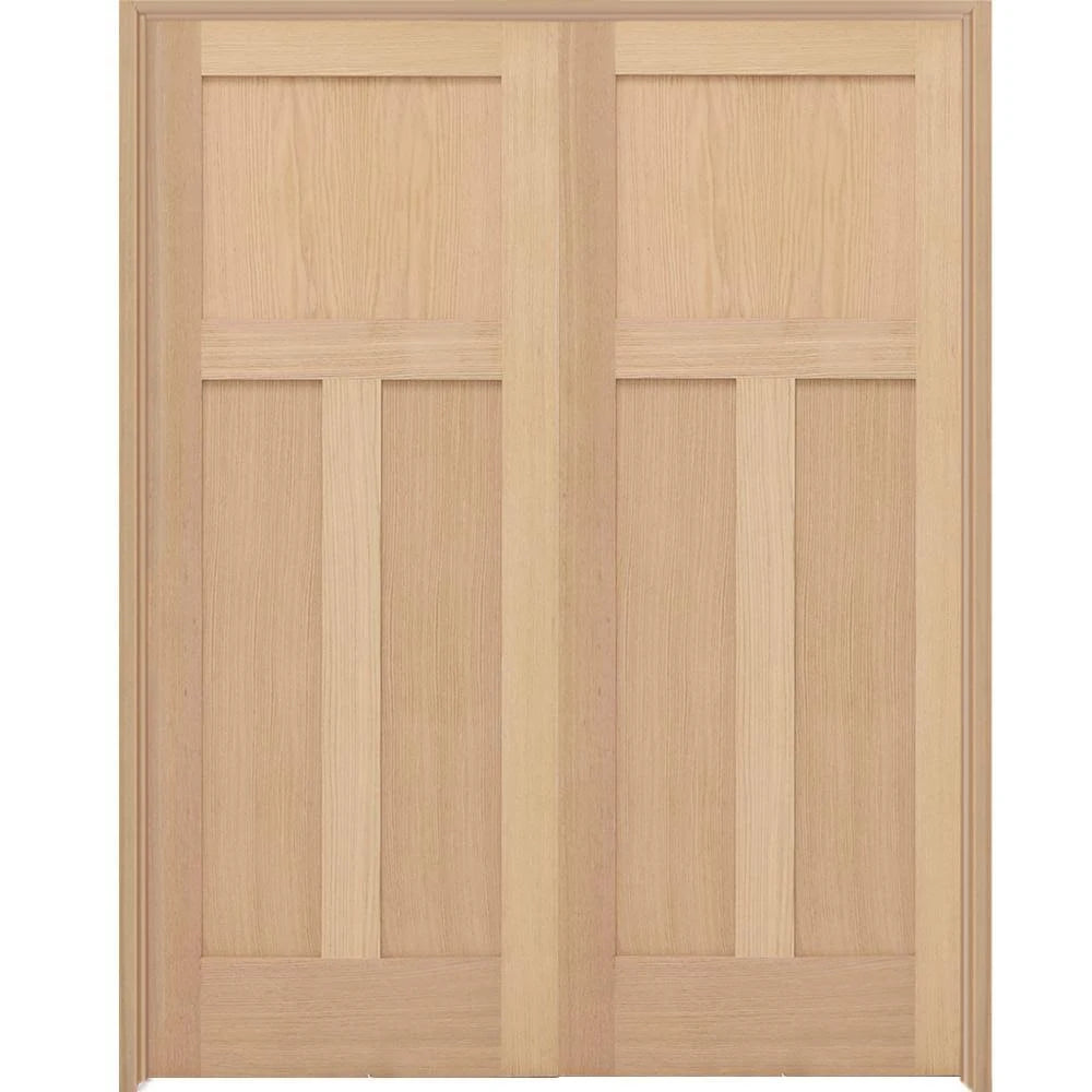 Unfinished Red Oak Wood Double Prehung Interior French Door H67676