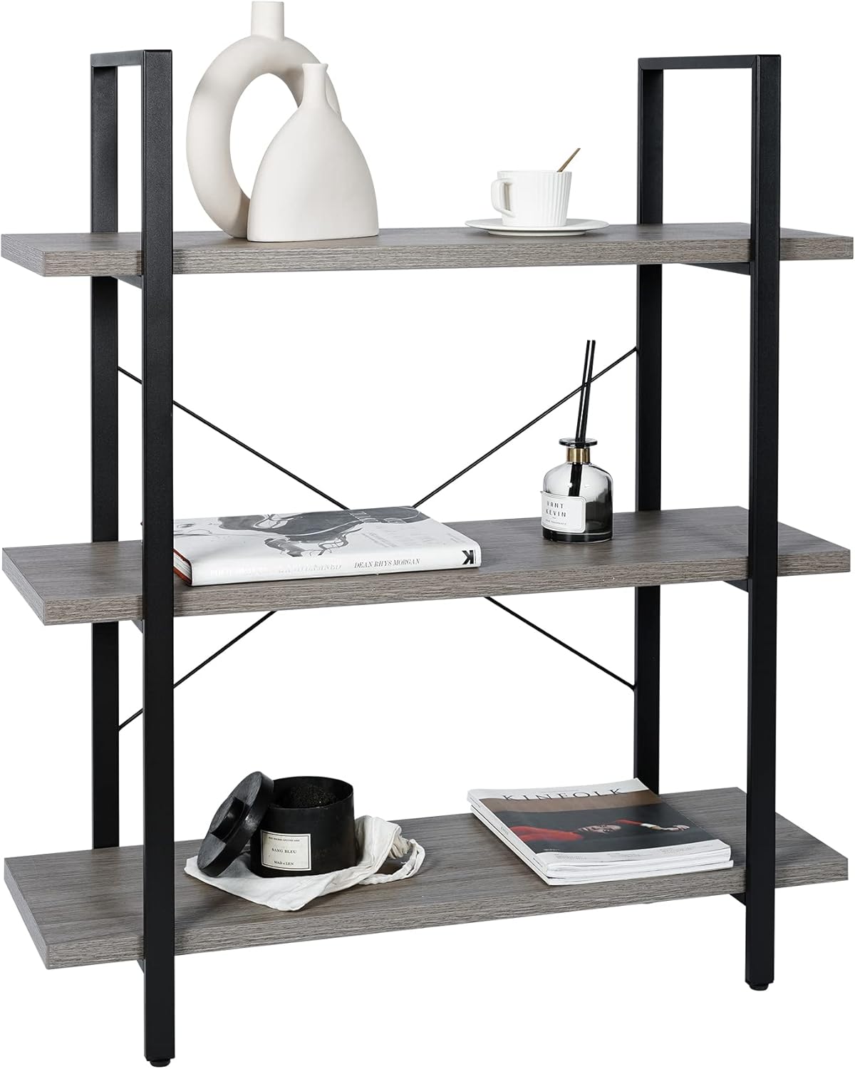 Industrial 5-Tier Bookcase with Metal, Oak K208132