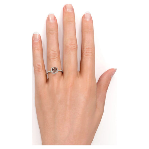 1.75 Carat Cushion Cut created morganite Halo Engagement Ring in 18k Rose Gold over Silver V379
