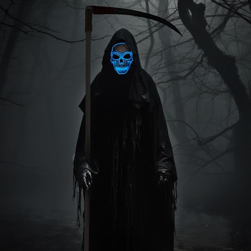 Halloween LED Skull Mask with Light Up Gloves M451485