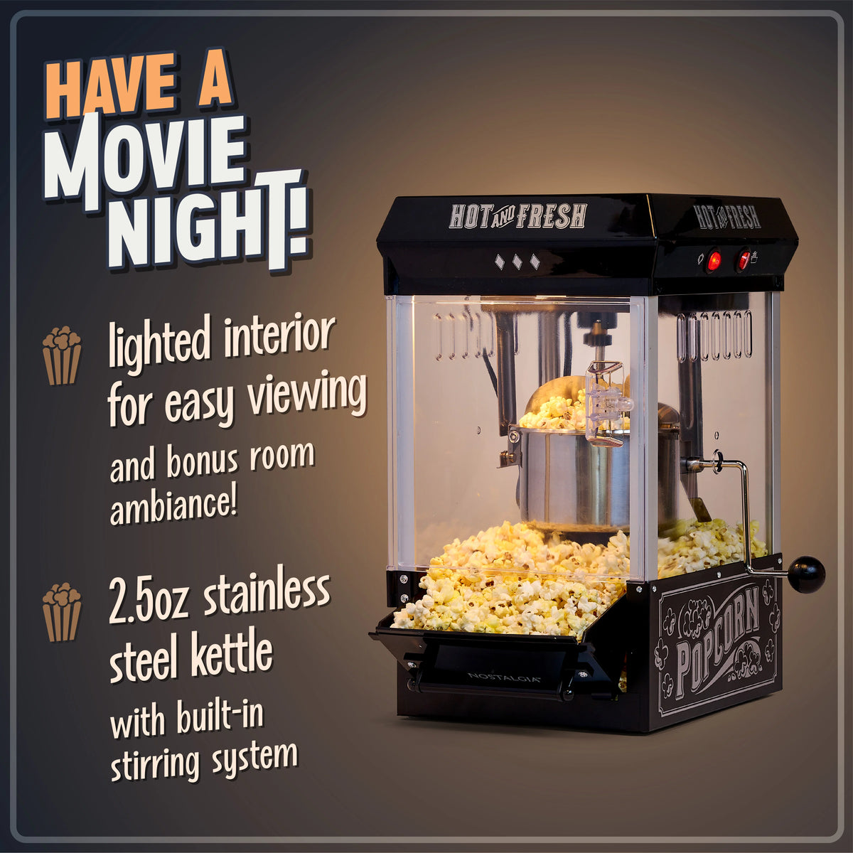 2.5-Ounce Tabletop Popcorn Maker, Black H508284