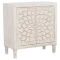 White Wood Accent Cabinet with Floral Carved Door E7103