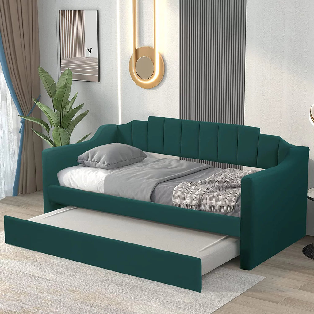 Green Upholstered Daybed with Trundle N243043