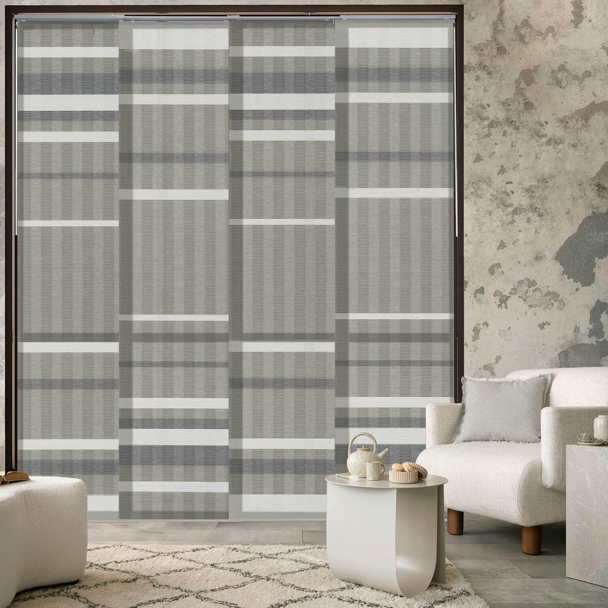 Adjustable Vertical Panel Track Blinds, 45.8" to 86" W, Up to 96" H, Marble B77523