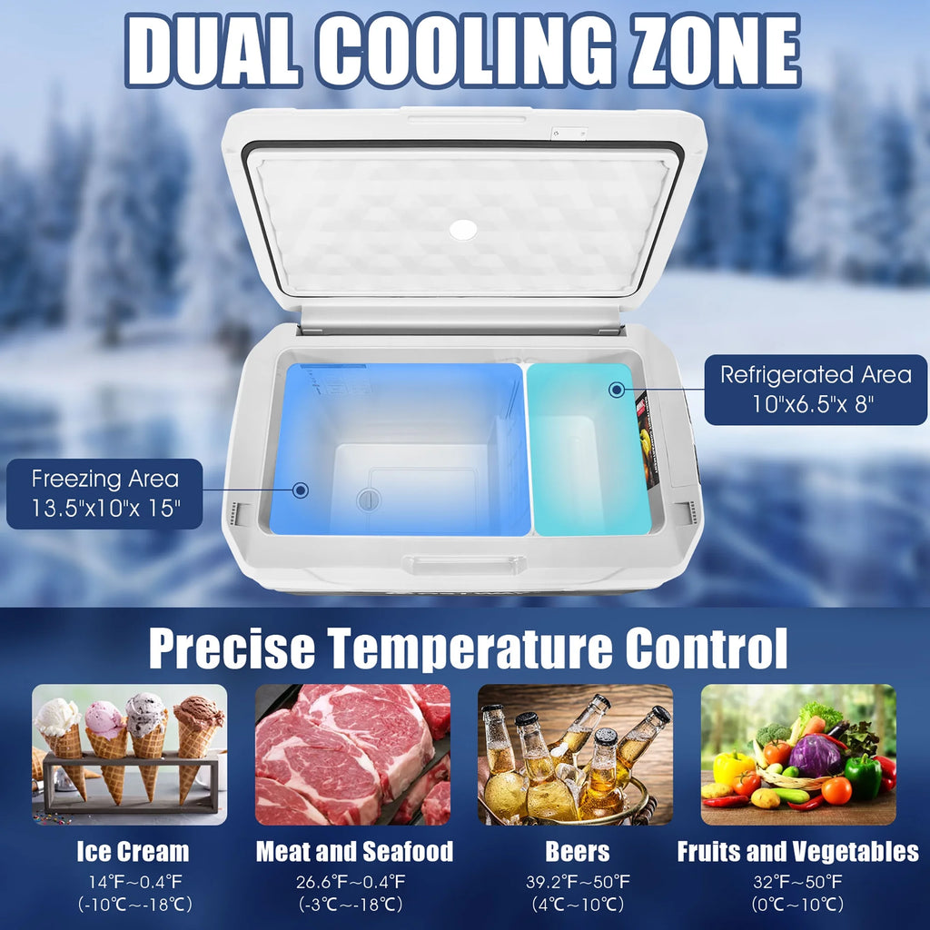 Portable Dual-Zone Car Refrigerator White B66424