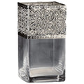 7.5" Clear and Silver Square Glass Vase P3062