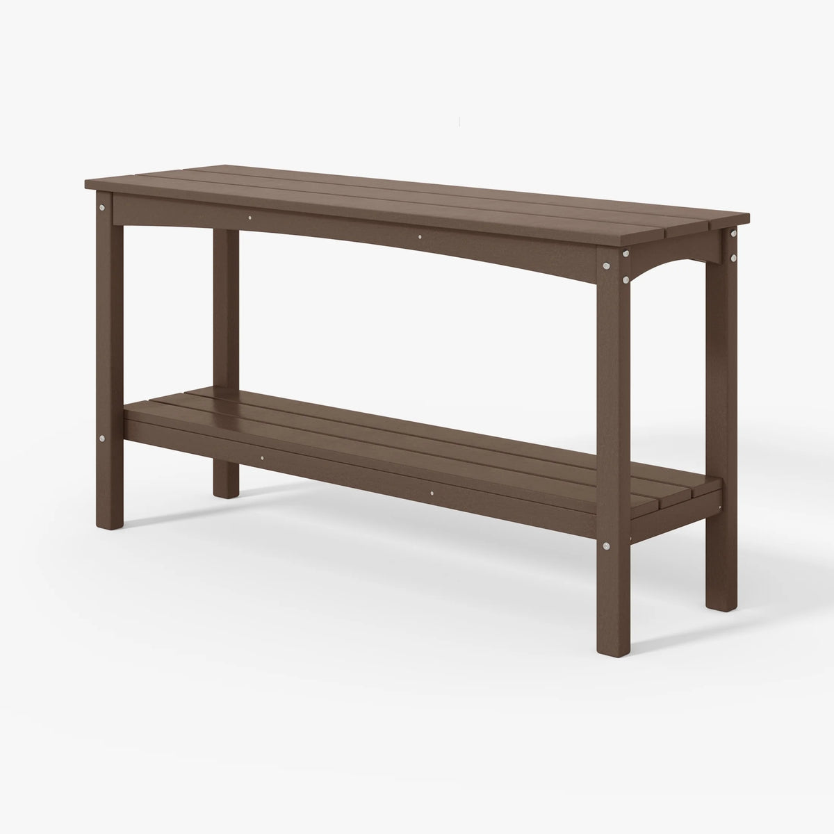 55" Outdoor HDPE 2-Tier Console Table, Dark Brown H15588