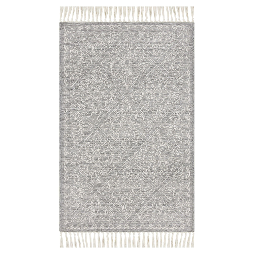 Grey Medallion Non-Skid 27" x 45" Accent Rug with Fringe H446