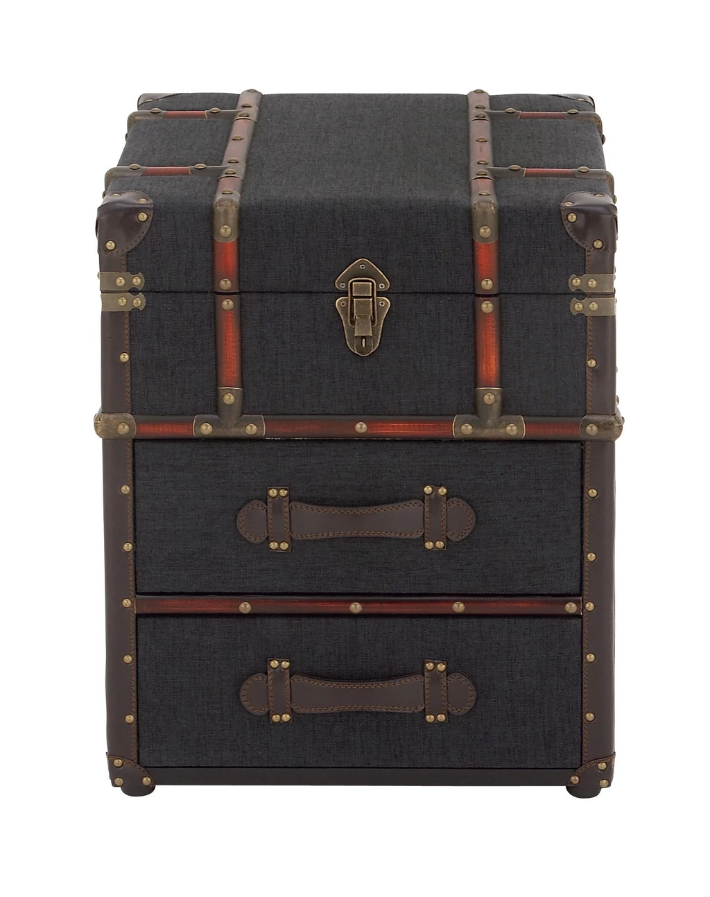 Brown Traditional Wood Stacked Storage Trunk Chest D1132