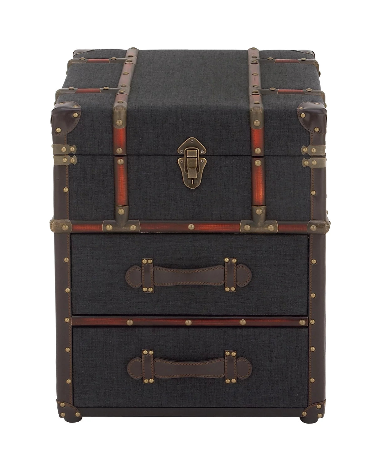 Brown Traditional Wood Stacked Storage Trunk Chest D1132