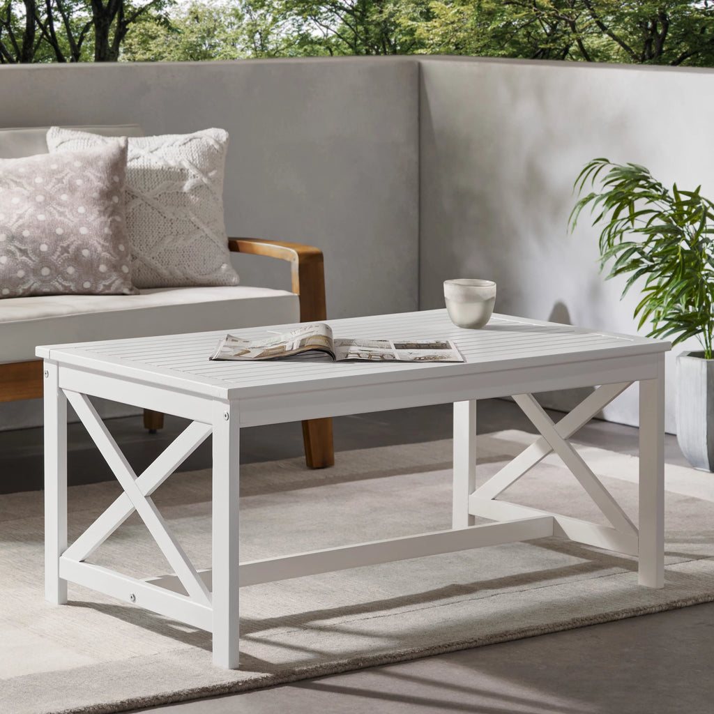 White Acacia Wood Coffee Table M67990