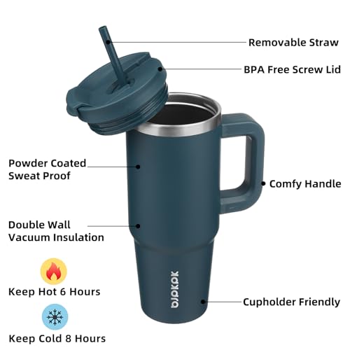 30 oz Stainless Steel Insulated Tumbler With Handle Lid And Straw X878