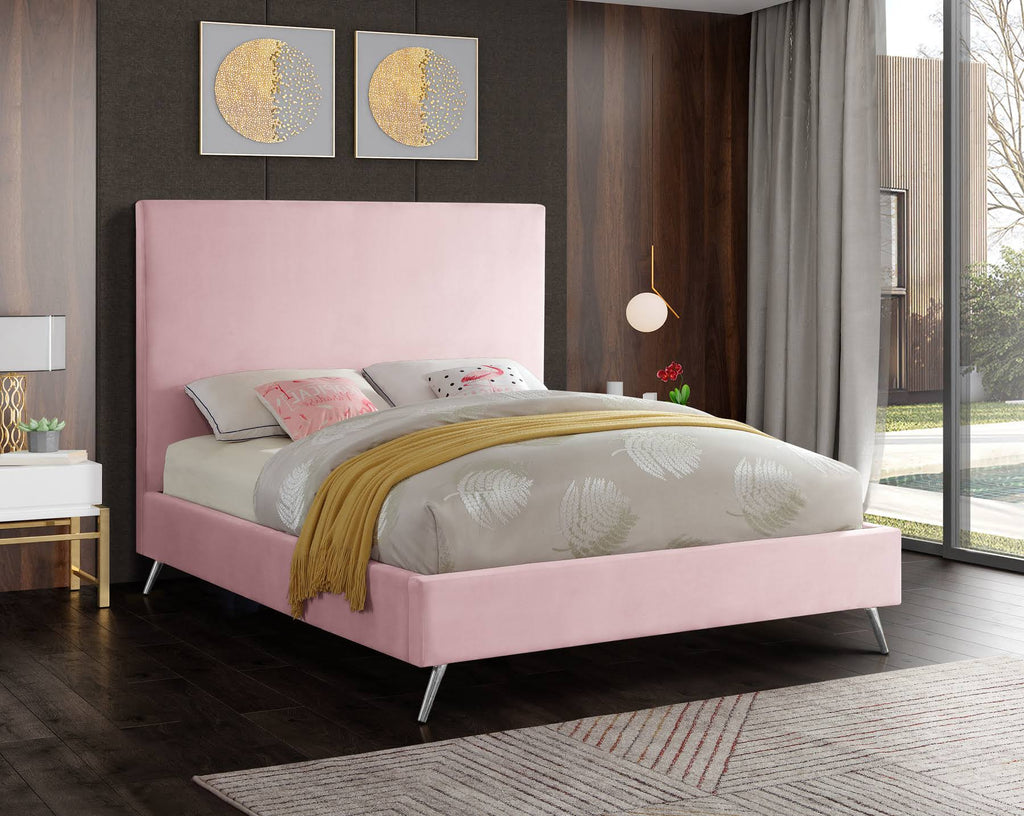 Pink Velvet Full Bed S7644