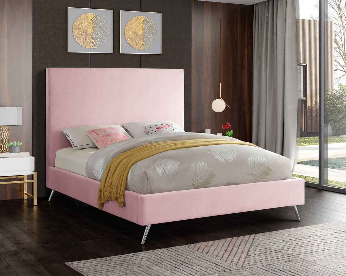 Pink Velvet Full Bed S7644