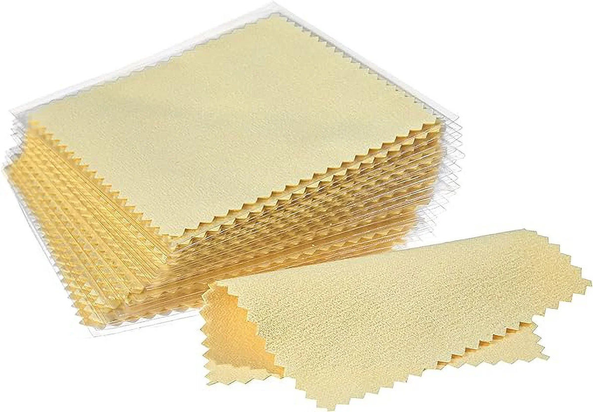 100pcs Jewelry Cleaning Cloth Silver Polishing Cloth Yellow 3.15" x 3.15" H280
