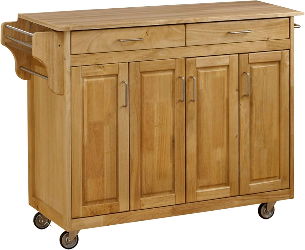 4 Door Cabinet Kitchen Cart with Cherry Top T810