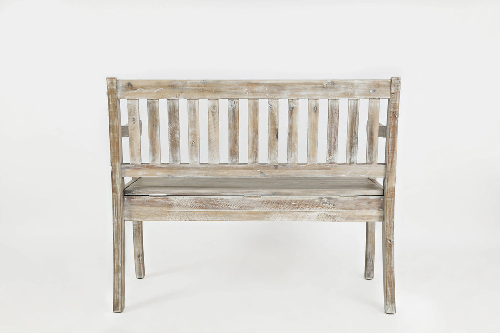 Rustic Distressed Acacia Storage Bench O414018