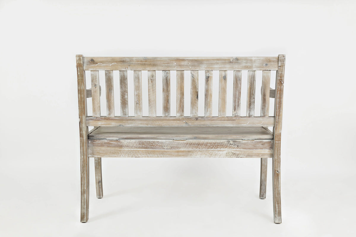 Rustic Distressed Acacia Storage Bench O414018