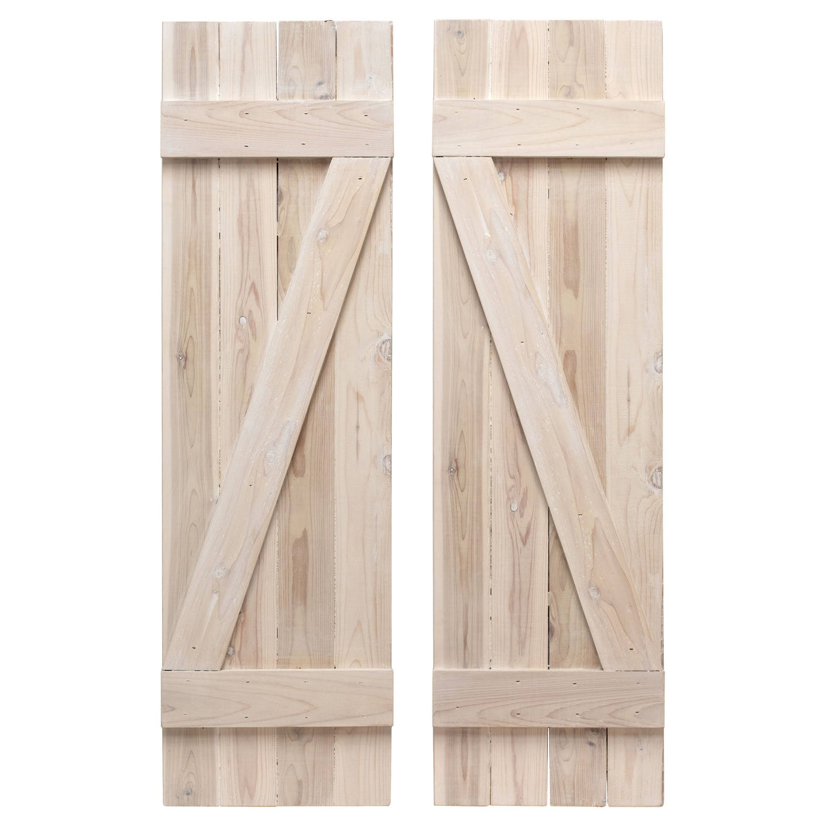 Whitewash Board and Batten Wood Exterior Shutters Q39666