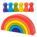 Wooden Rainbow Stacking Game Geometry Building Blocks Montessori Educational Toy F19414