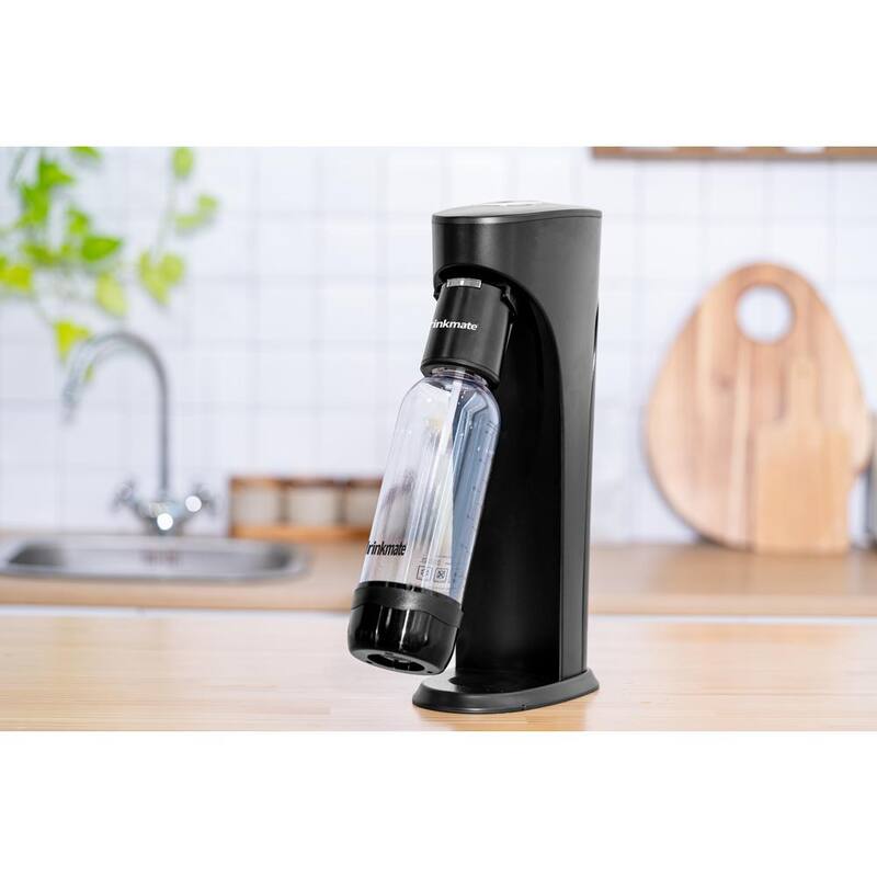 Matt Black Sparkling Water & Soda Maker Machine with 3 CO2 Cartridge, 1L & 0.5L Bottles T1288