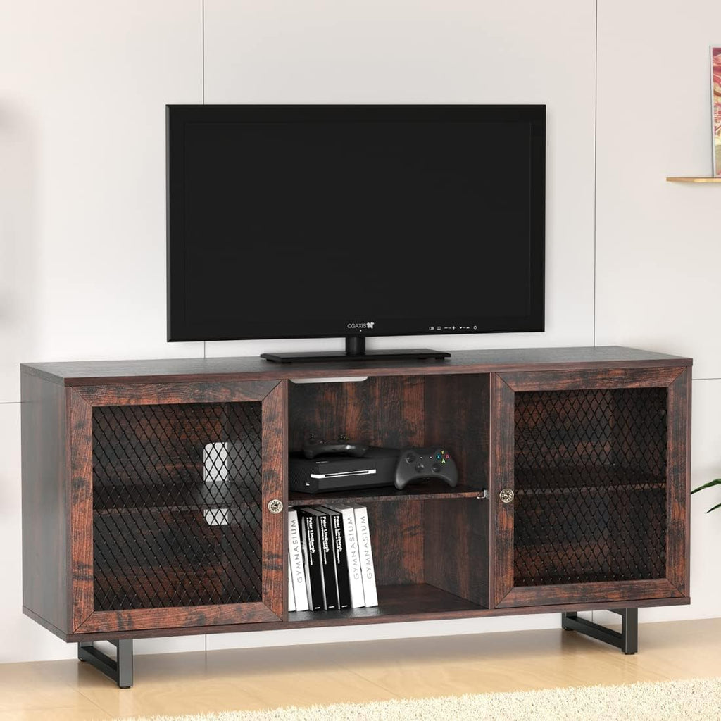 Gray Oak Media Console with 6 Storage Shelves Y354