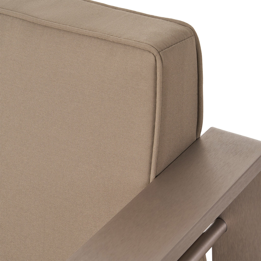 6 Seater Aluminum Sofa and Ottoman Set with Side Tables, Silver and Khaki B188